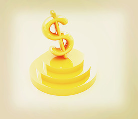 Image showing icon dollar sign on podium. 3D illustration. Vintage style.