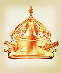 Image showing Gold crown isolated on white background . 3D illustration. Vinta