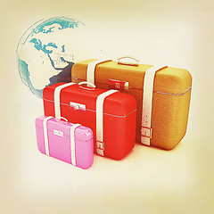 Image showing Traveler\'s suitcases. 3D illustration. Vintage style.