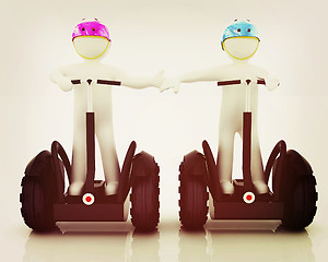 Image showing 3d people in riding on a personal and ecological transport in he