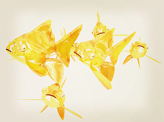 Image showing Gold fishes. 3D illustration. Vintage style.