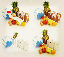 Image showing Ctrus and traveler\'s set . 3D illustration. Vintage style.