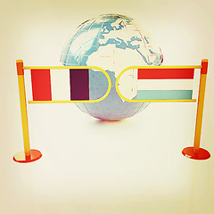 Image showing Three-dimensional image of the turnstile and flags of France and