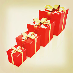 Image showing Bright christmas gifts. 3D illustration. Vintage style.