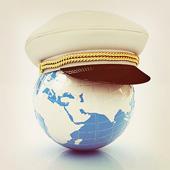 Image showing Marine cap on Earth . 3D illustration. Vintage style.