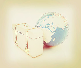 Image showing suitcase for travel . 3D illustration. Vintage style.