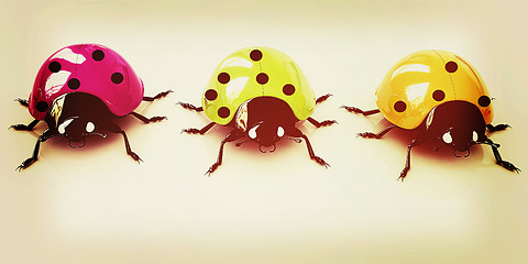 Image showing Ladybirds. 3D illustration. Vintage style.