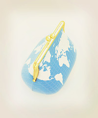 Image showing Purse Earth. On-line concept. 3D illustration. Vintage style.