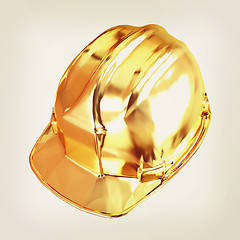 Image showing gold hard hat. 3D illustration. Vintage style.