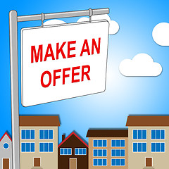 Image showing House Offer Sign Represents Displaying Bungalow And Proposal