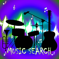 Image showing Music Search Indicates Gathering Data And Acoustic