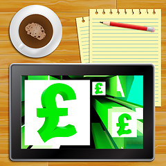 Image showing Pound Symbol On Cubes Shows Britain Currency Tablet