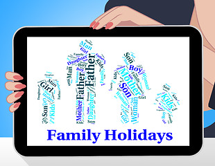 Image showing Family Holiday Represents Go On Leave And Families