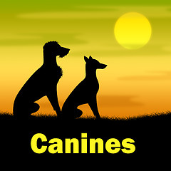 Image showing Canines Word Indicates Dog Field And Puppy