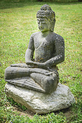 Image showing Stone buddha on meadow