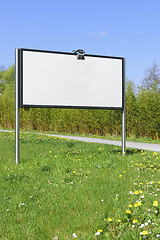 Image showing Blank white board on meadow