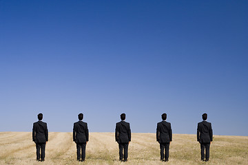 Image showing Five standing on the field