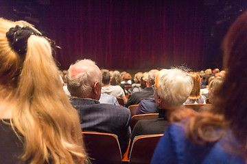 Image showing Audience in theathre waiting for drama play to start.