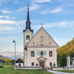 Image showing Catholic church in Bohinjska bela village, Bled, Slovenia.