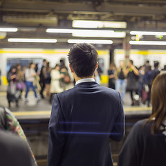 Image showing Passengers traveling by Tokyo metro.