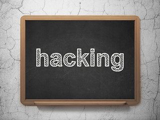 Image showing Security concept: Hacking on chalkboard background