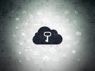 Image showing Cloud networking concept: Cloud With Key on Digital Data Paper background