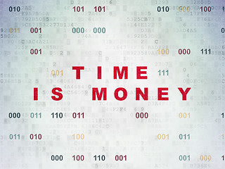 Image showing Time concept: Time Is money on Digital Data Paper background