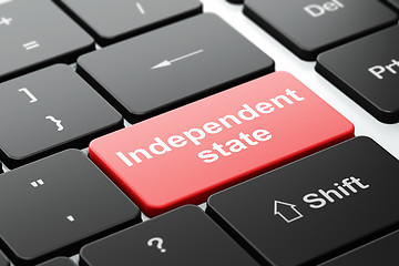 Image showing Political concept: Independent State on computer keyboard background