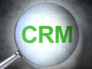 Image showing Finance concept: CRM with optical glass