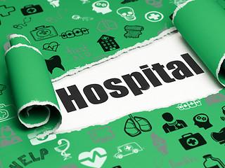 Image showing Healthcare concept: black text Hospital under the piece of  torn paper