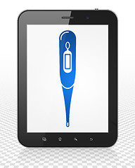 Image showing Healthcare concept: Tablet Pc Computer with Thermometer on display