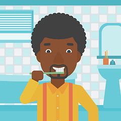 Image showing Man brushing teeth.