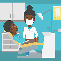 Image showing Patient and doctor at dentist office.