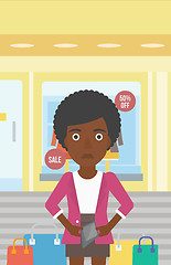 Image showing Woman showing epmty wallet vector illustration.