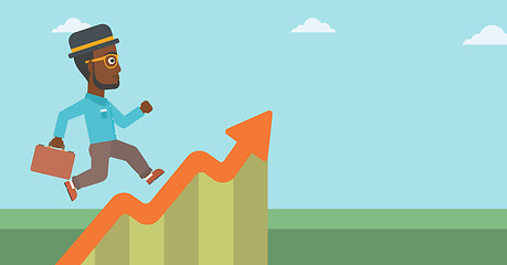 Image showing Businessman running along the growth graph.