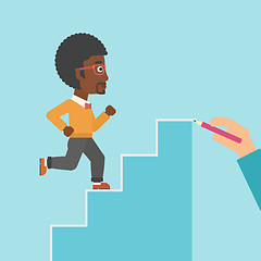 Image showing Businessman running upstairs vector illustration.