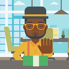 Image showing Man refusing bribe vector illustration.