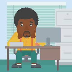 Image showing Tired man sitting in office vector illustration.