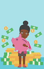 Image showing Business woman with piggy bank vector illustration