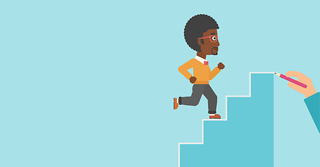 Image showing Businessman running upstairs vector illustration.