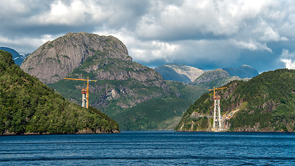 Image showing Dalsfjord bridge - under construction