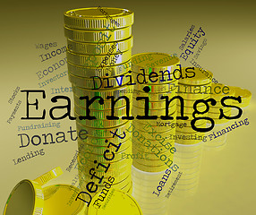 Image showing Earnings Word Indicates Dividend Words And Revenue