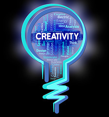 Image showing Creativity Lightbulb Shows Inventions Designs And Design