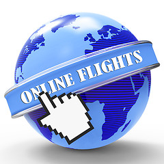 Image showing Online Flights Indicates Web Site And Aircraft