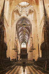 Image showing Inside of a creepy old church