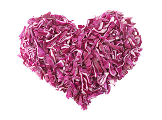 Image showing Shredded red cabbage in a heart shape