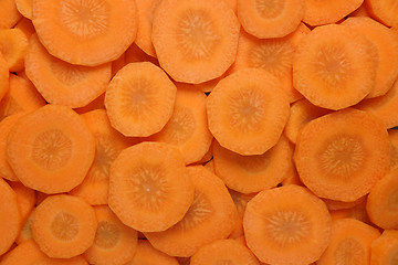 Image showing Sliced raw carrot background