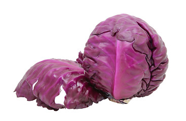 Image showing Red cabbage with a leaf peeling away
