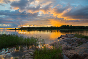 Image showing Sunset lake