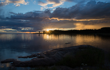 Image showing Sunset lake